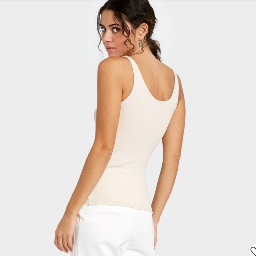 MOSSIMO OATMEAL MINI RIB SCOOP NECK TANK TOP
